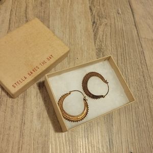 Brass Hammered Aztec Hoop Earrings